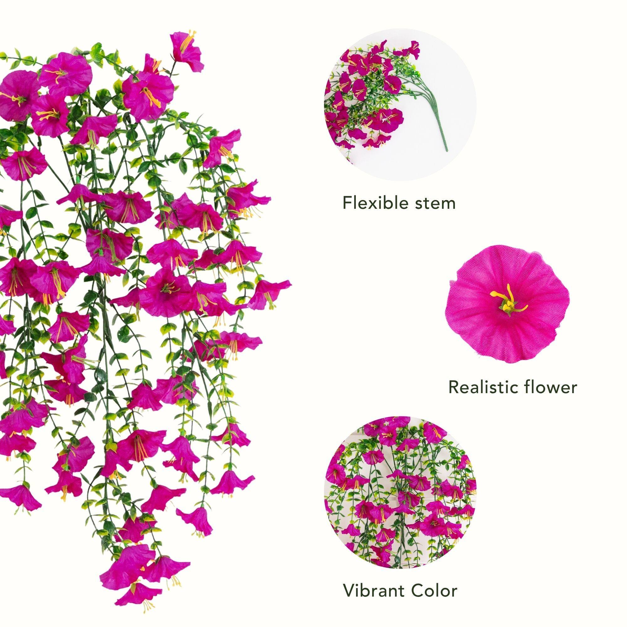 30" UV Resistant Artificial Morning Glory Hanging Plants